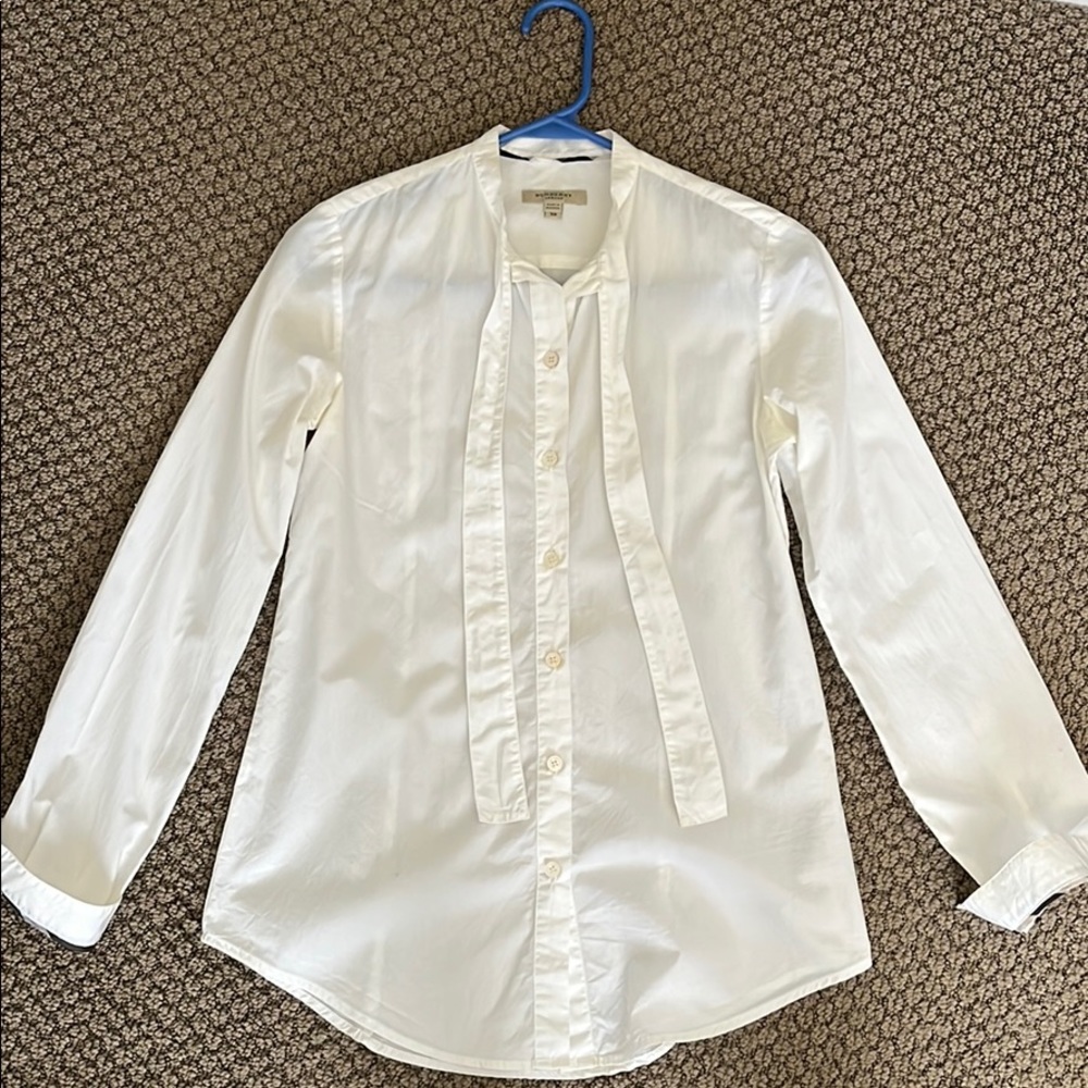 Burberry White Button Down Long Sleeve Shirt